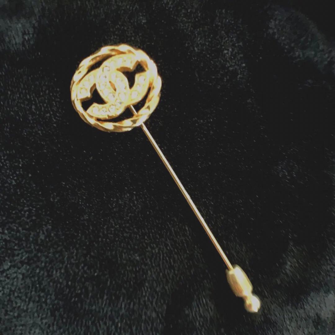 CHANEL ヴィンテージ シャネル ピンブローチ ラインストーン ココマーク