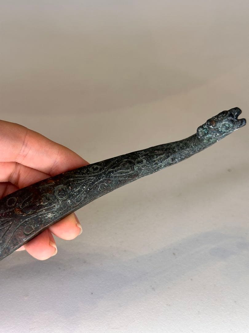 青銅製 ドラゴンデザイン 装飾品 龙头装飾 置物 古美術品 美術品