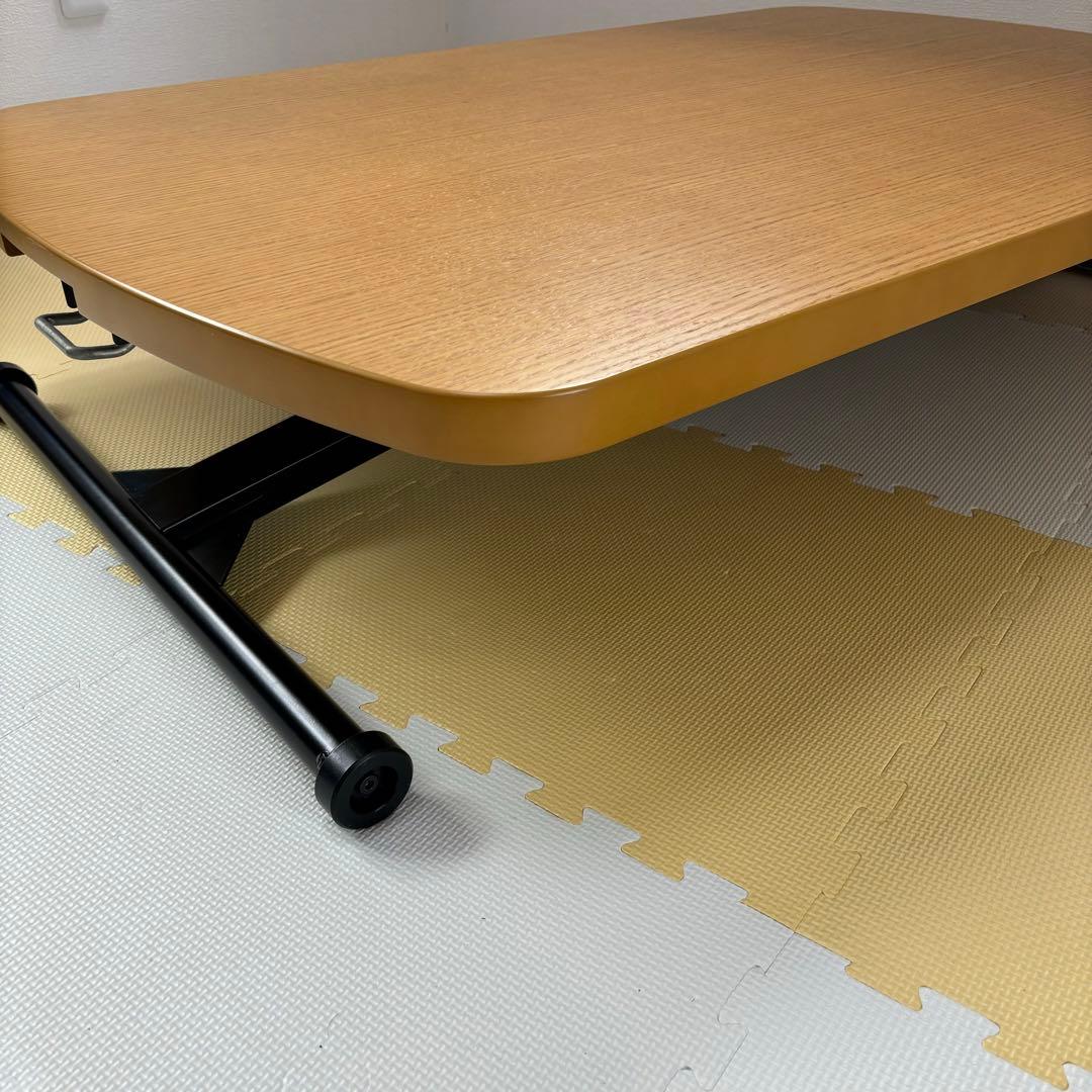 【花ちゃん】昇降式テーブル ダイニングテーブル 高さ調整可能 メープル