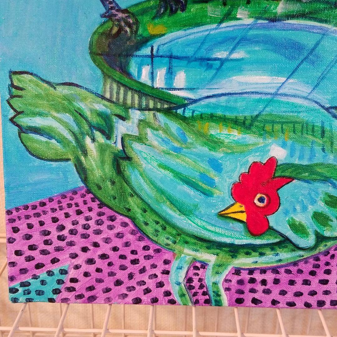 油絵 saosao様専用 緑色のめんどりたち