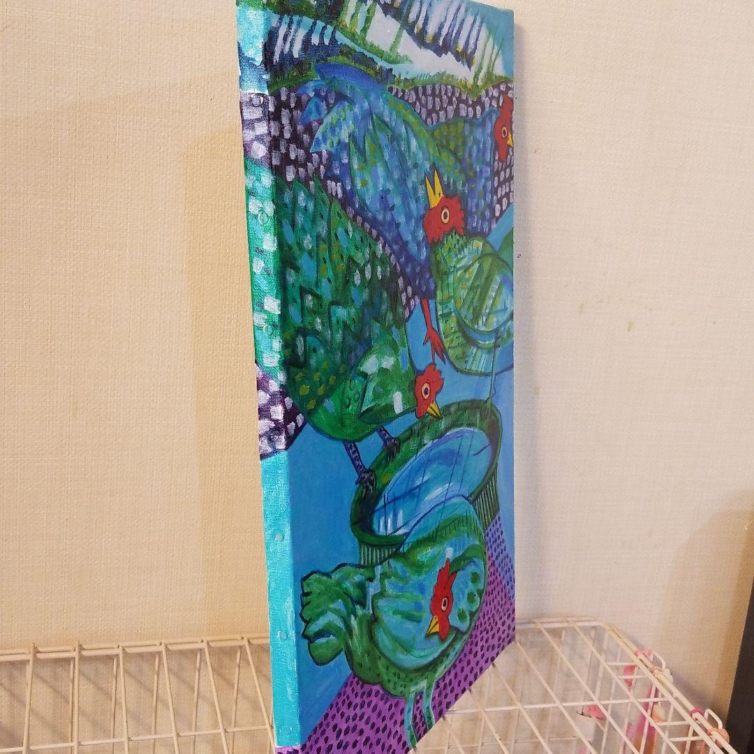 油絵 saosao様専用 緑色のめんどりたち