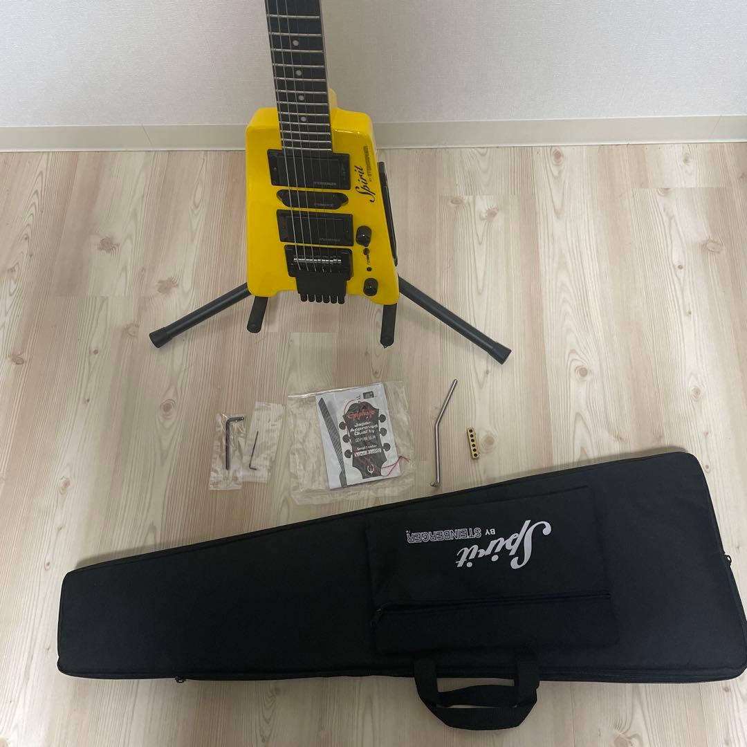 スタインバーガーSpirit エレキギター イエローストリングアダプター付き