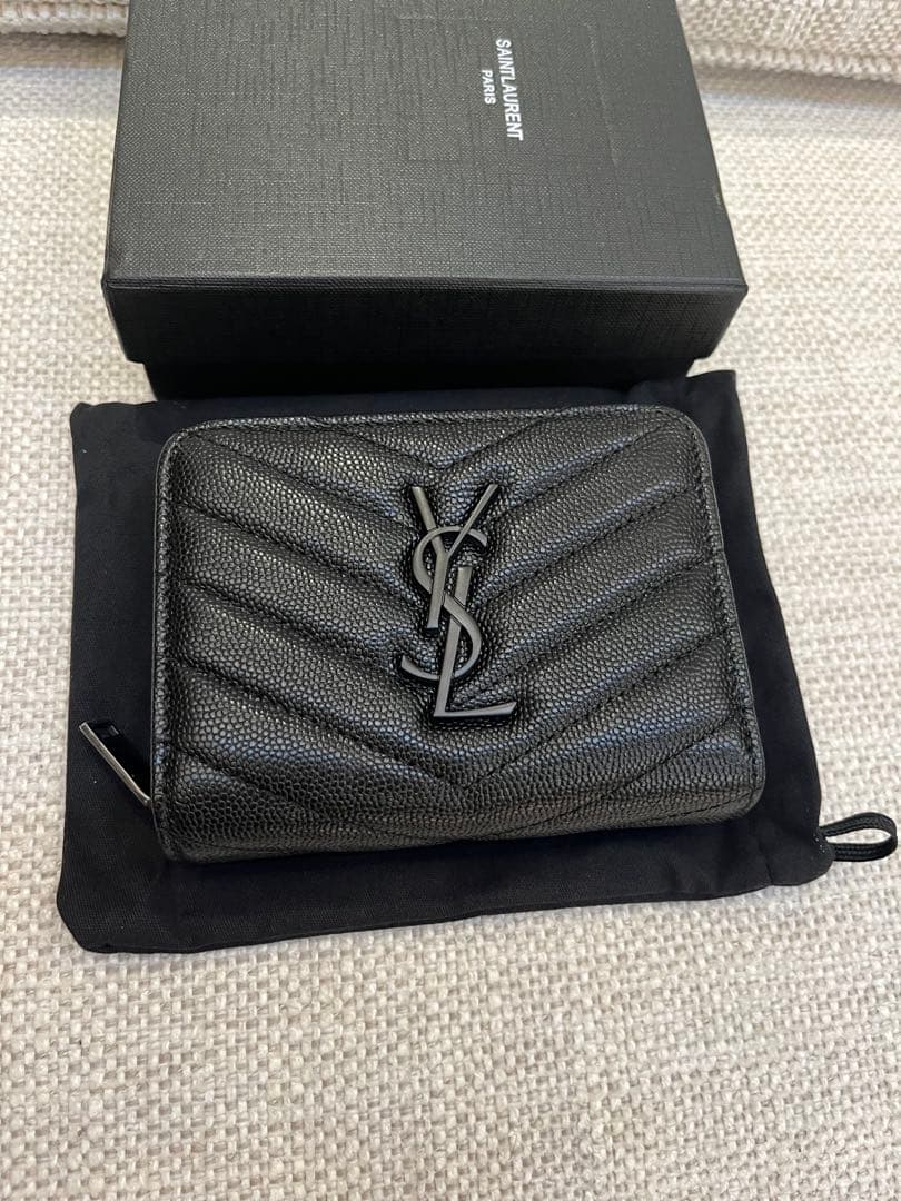 サンローラン SAINT LAURENT PARIS 二つ折り 財布 ブラック SAINT