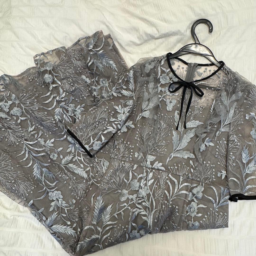 laja レースパイピングフリルマーメイドワンピースドレス LEJA】刺繍