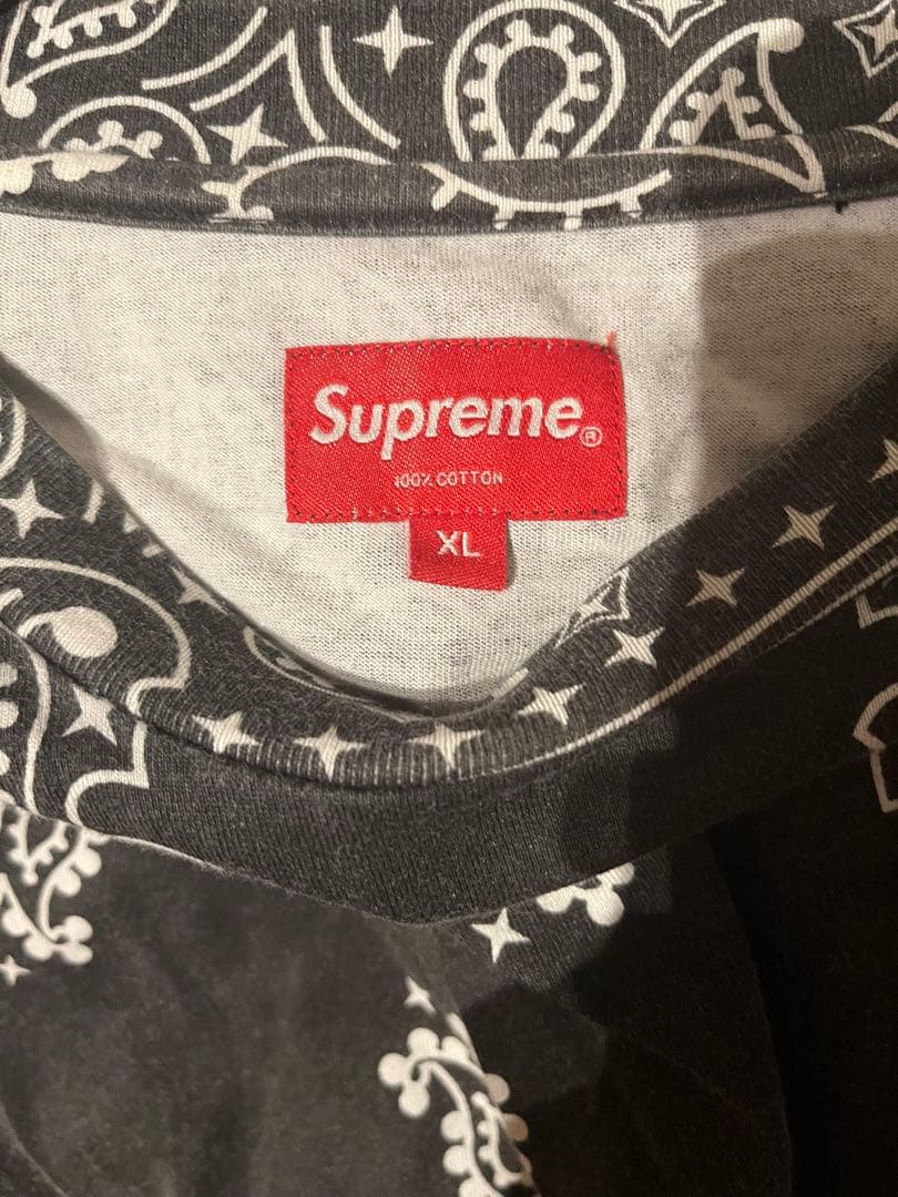 Supreme ピンク バンダナボックスロゴ 柄 Tシャツ XL Supreme バンダナ