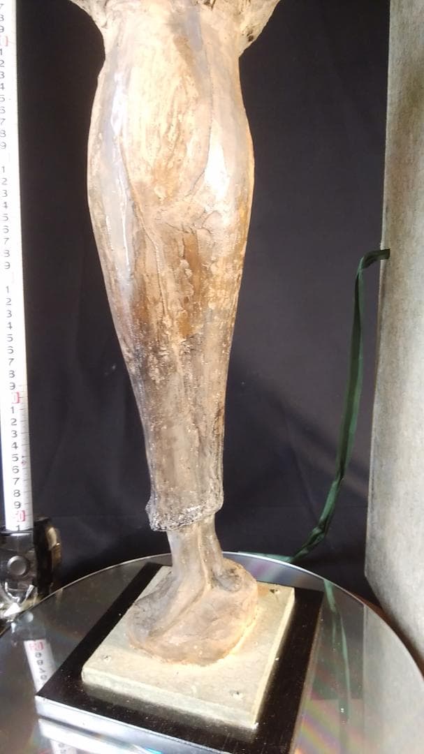 松本作【乾漆少女像】高５９cm◆木箱付き◆古代銅像様ブロンズ彫刻風裸婦ドール人形