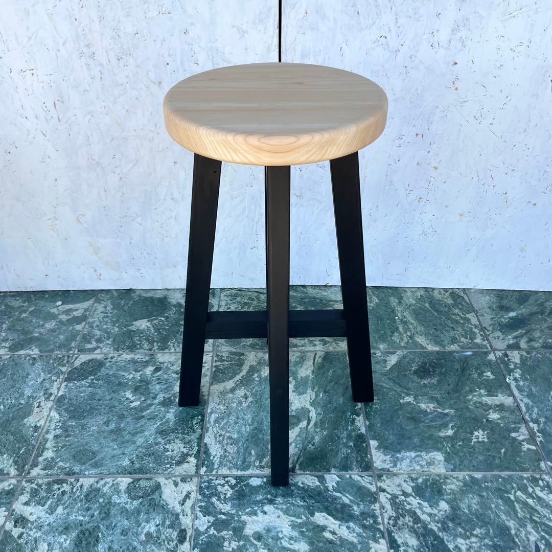 kaou　国産ひのき　丸椅子　木製スツール　ベンチ　2脚