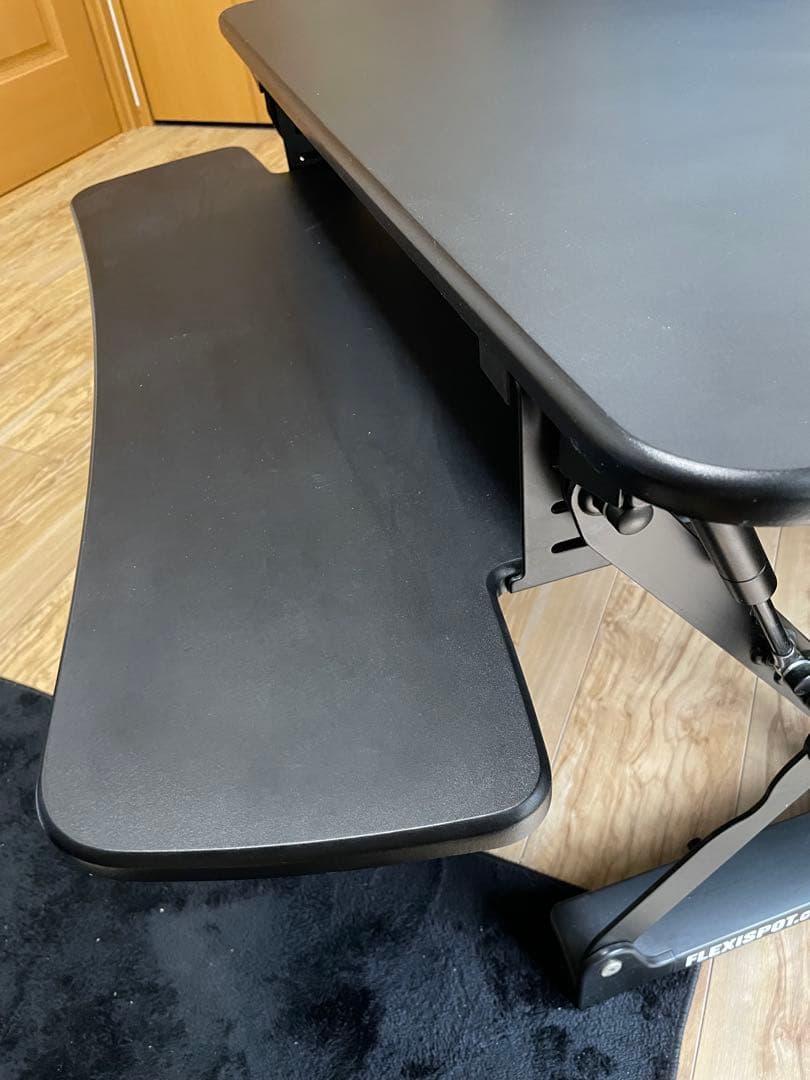 Flexispot ガス圧昇降式スタンディングデスク ブラック サイドテーブル付