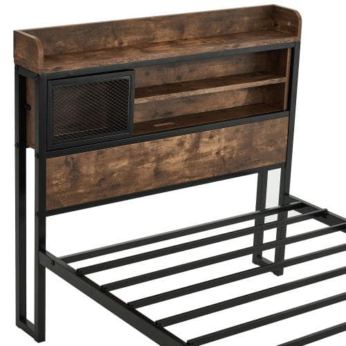 S ベッド コンセント 宮付き 収納  ヴィンテージ風 アイアンベッド