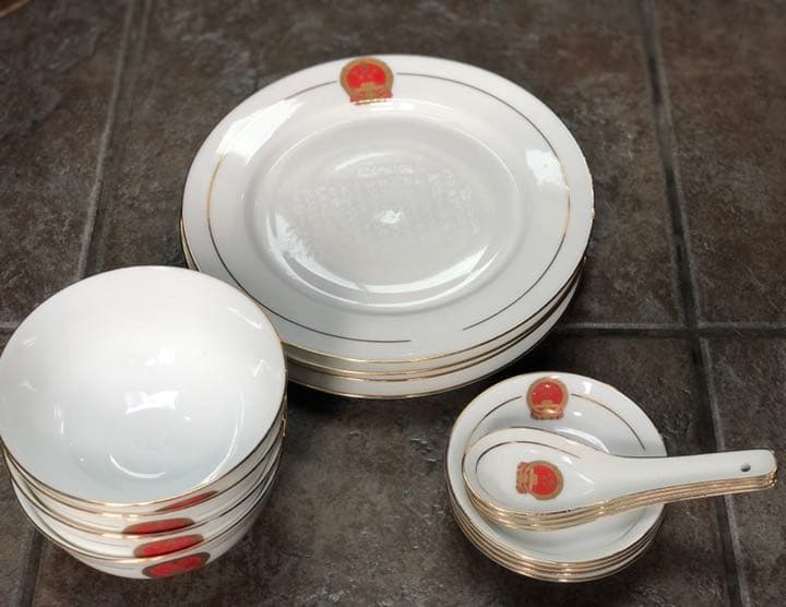 景徳鎮陶器研究所製作 7501マオ磁器毛沢東 専用食器 4点4