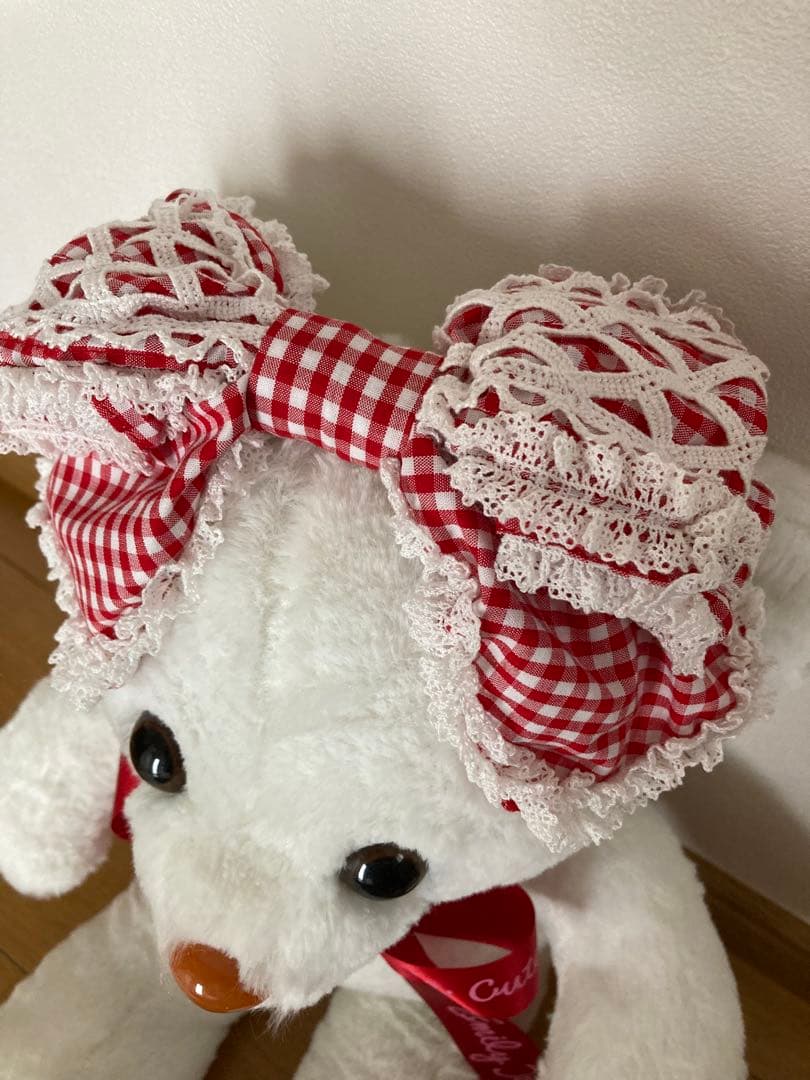 ベイビーザスターズ　 ギンガムチェックリボンレースカチュ 赤　初期BABY