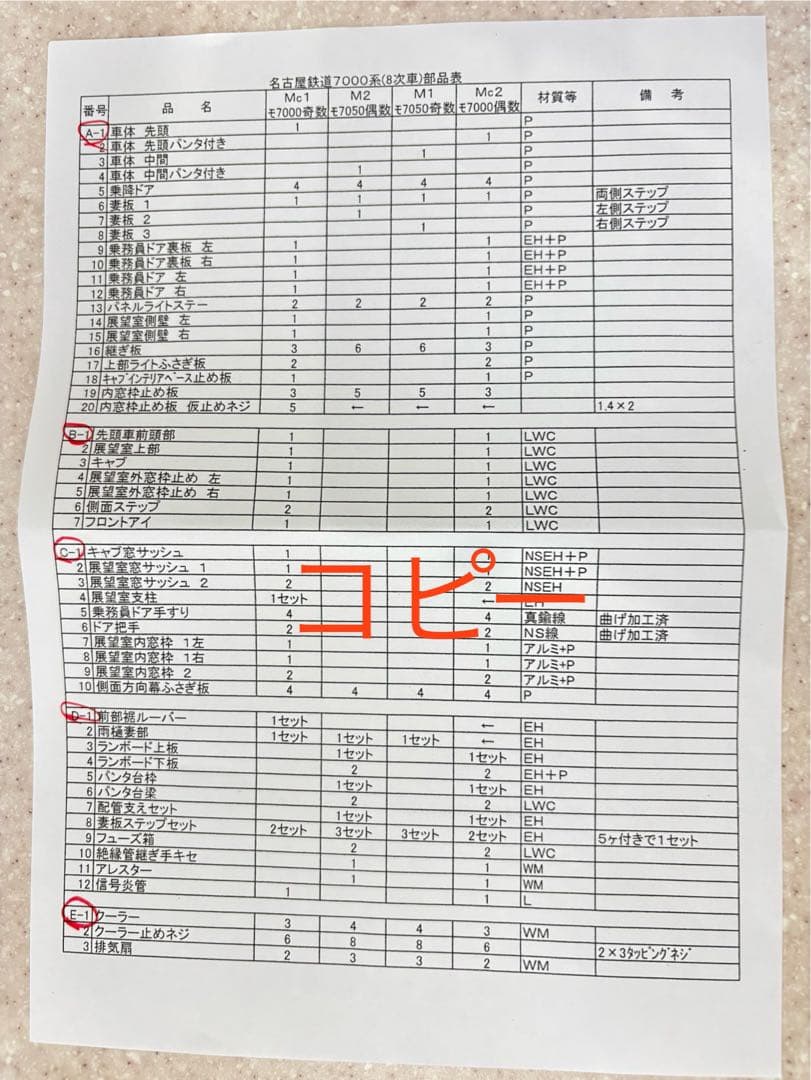 名古屋鉄道7000系 8次車 HO 1/80 16.5mmゲージキット