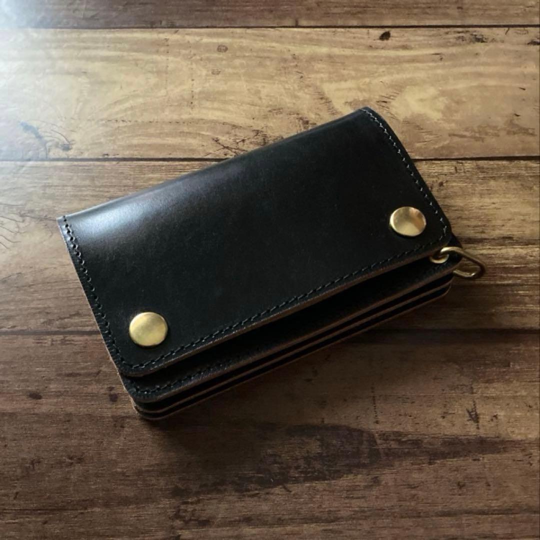 【ko-ki】ミドルトラッカーウォレット茶芯ブラック【お札を折らずに収納】