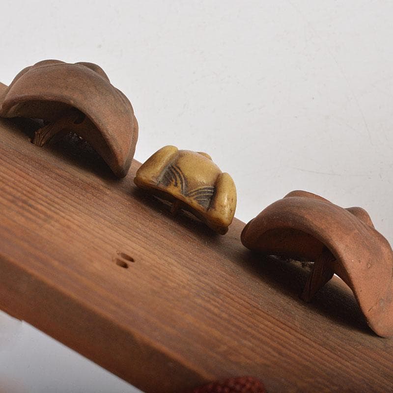 時代提げ物　朱泥　獣骨　面根付　在銘あり　7点まとめて　C　6714