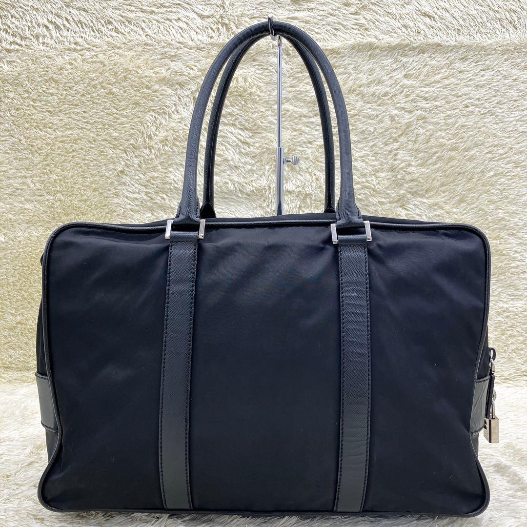 極美品】PRADA プラダ ナイロン 三角ロゴプレート ハンドバッグ 南京錠