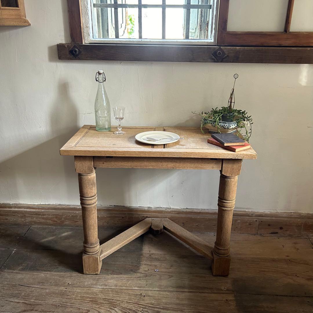 フランスアンティーク オーク剥離 コンソールテーブル 壁付 店舗什器 40-A