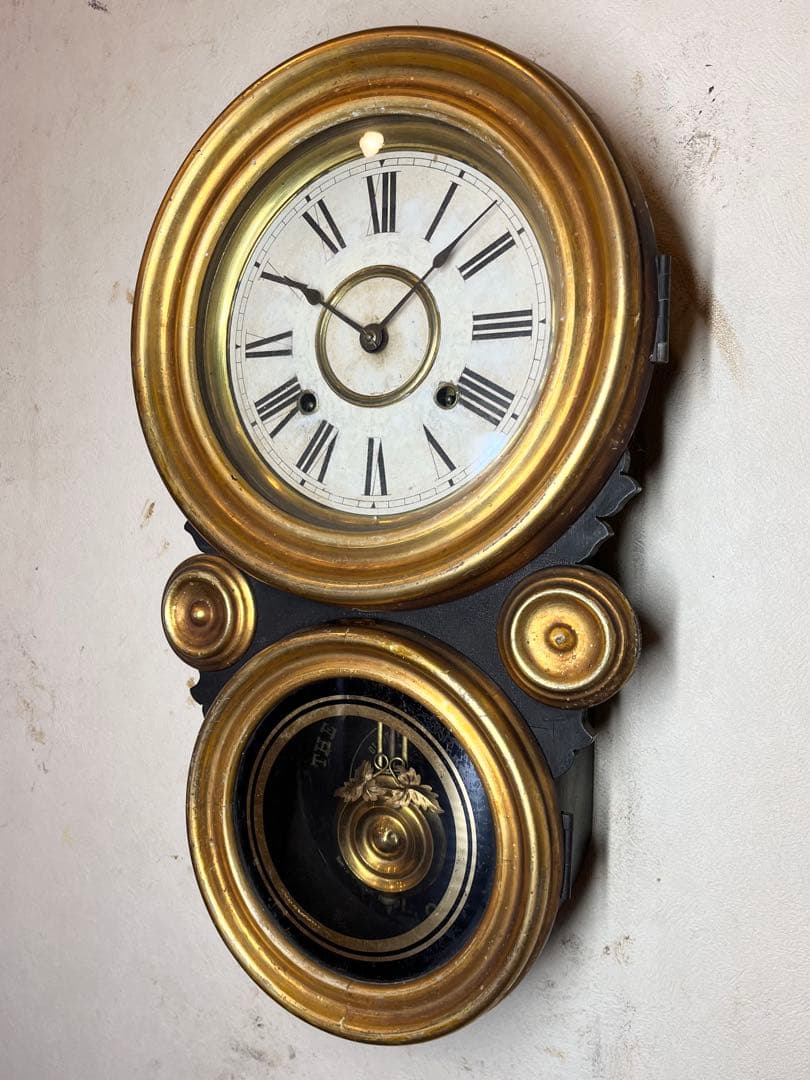 金ダルマ　程度良　柱時計　古時計　振り子　レトロ　ゼンマイ　精工舎　ボンボン