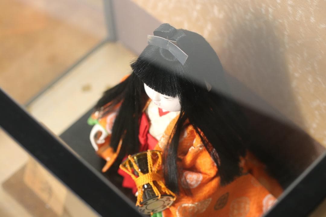 日本人形 三陽作「寿の舞」ガラスケース付 尾山人形 縁起物 工芸品