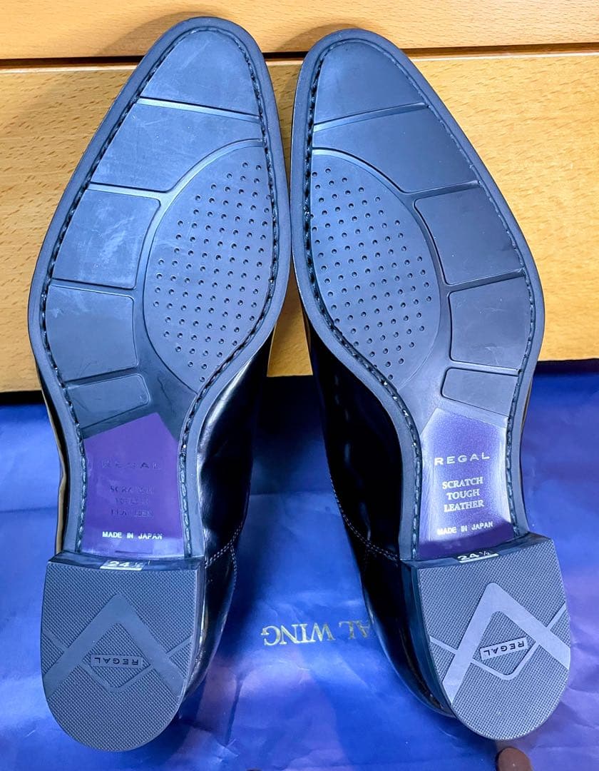 【りーま様】リーガルストレートチップビジネスシューズスクラッチタフレザー24.5