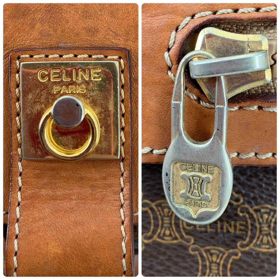 CELINE セリーヌ ショルダーバッグ 巾着 マカダム トリオンフ ブラウン