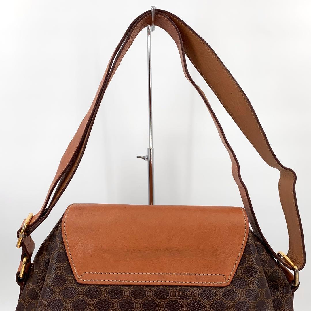 CELINE セリーヌ ショルダーバッグ 巾着 マカダム トリオンフ ブラウン