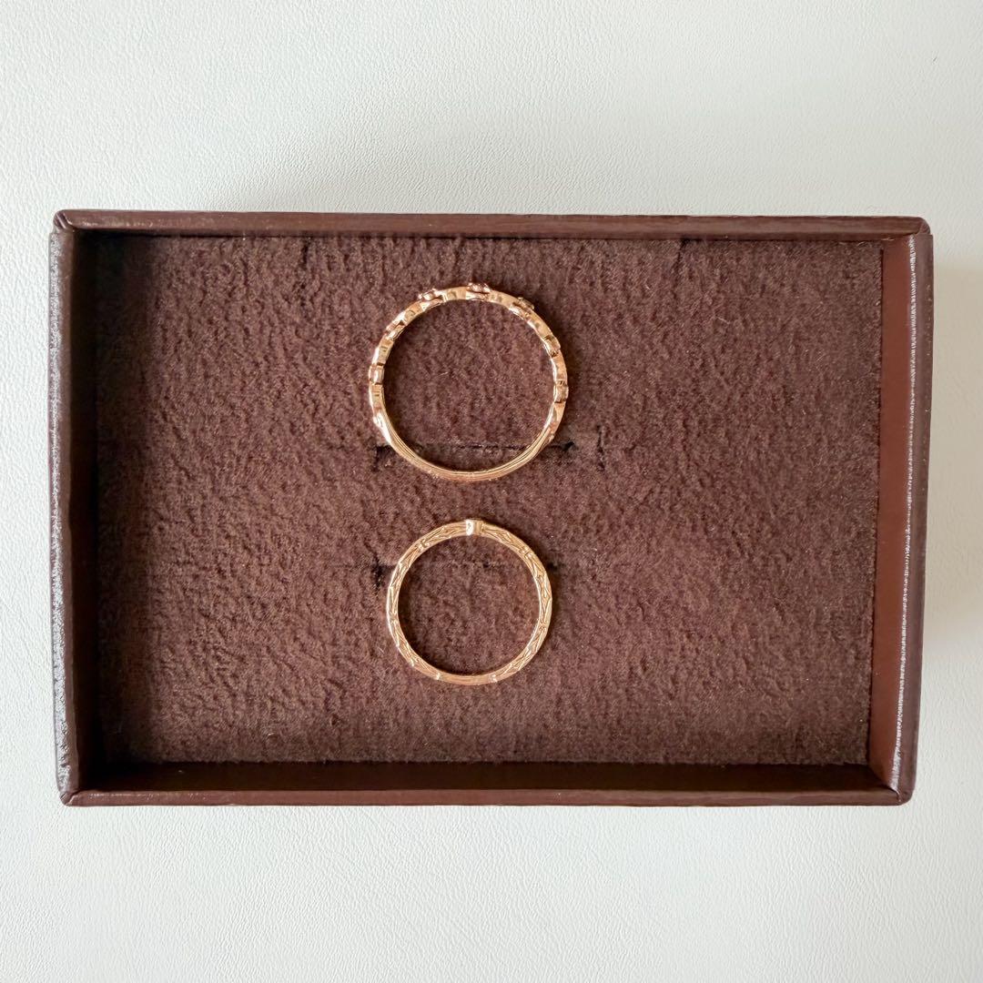 【agete2点セット】k10 リング＋ピンキーリング　11号　3号