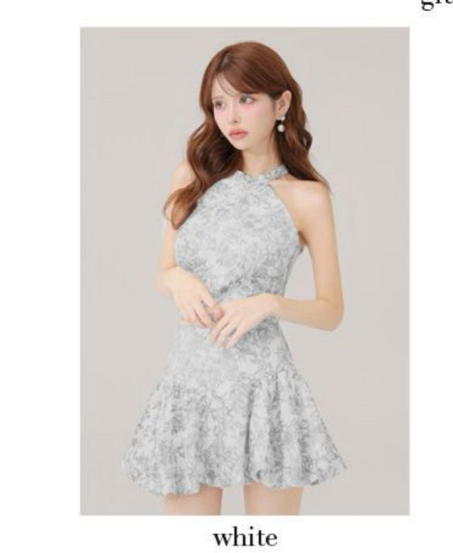 ROBE de FLEURS ハイネックドレス Sホワイト