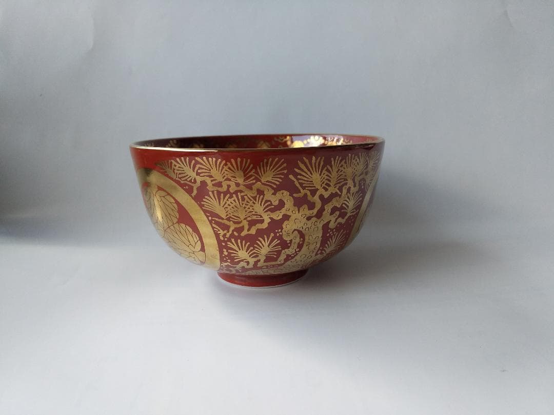 京焼 平安 勝見永泉 作 金襴手葵龍紋 茶碗 共箱 共布 茶道具 抹茶碗 新品