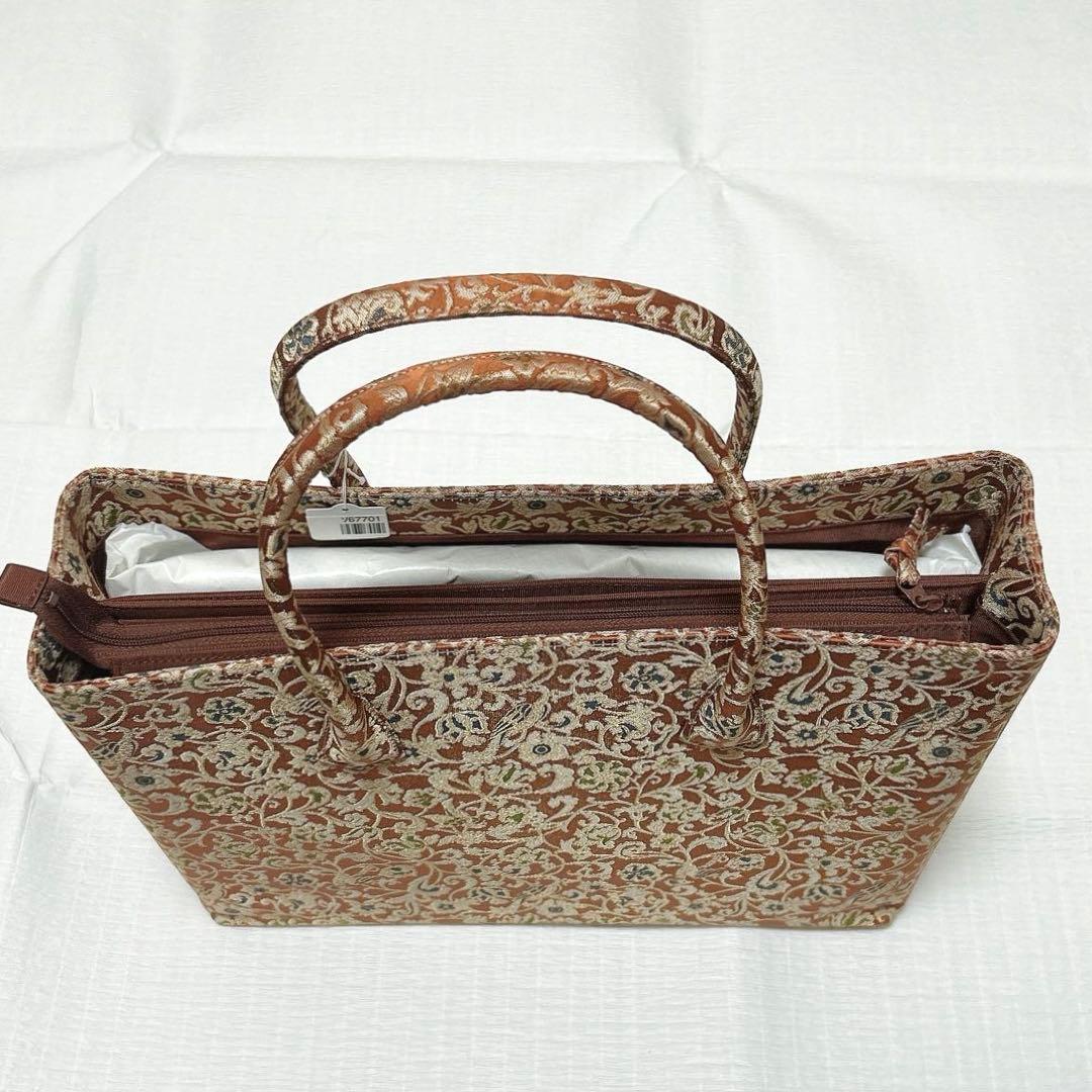川島織物 和装バッグ Wファスナーバッグ(大) 瑞鳥唐草 絹 シルク 未使用