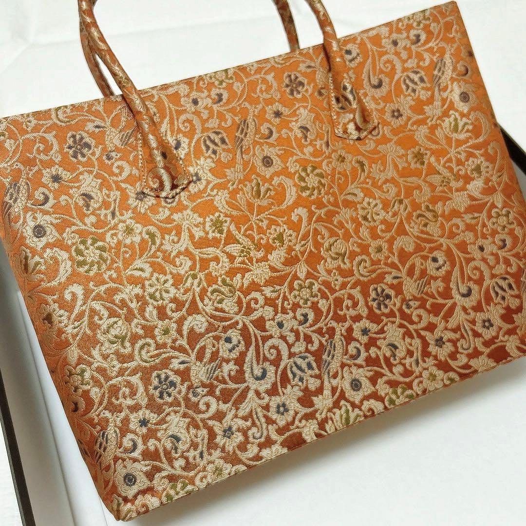 川島織物 和装バッグ Wファスナーバッグ(大) 瑞鳥唐草 絹 シルク 未使用