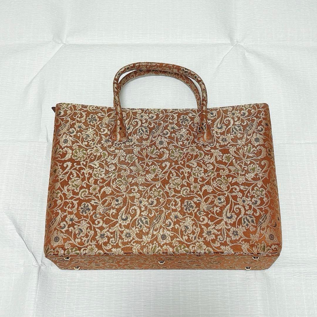 川島織物 和装バッグ Wファスナーバッグ(大) 瑞鳥唐草 絹 シルク 未使用