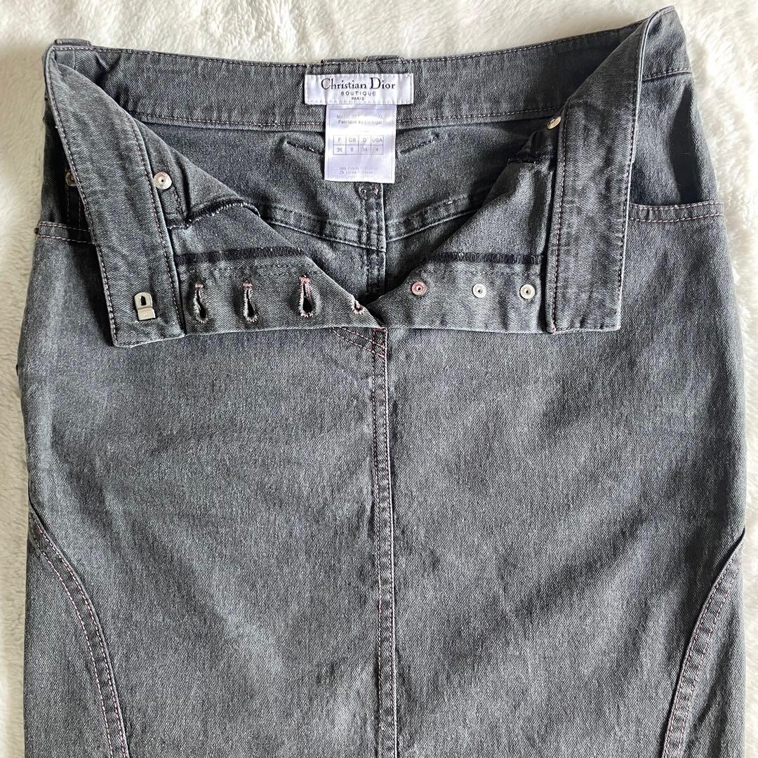 クリスチャンディオール ガリアーノ期 ストレッチデニムスカート 4 グレー