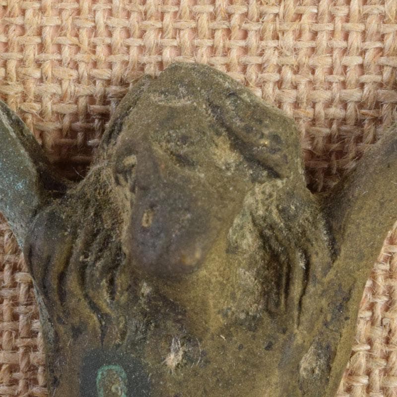 キリスト教 銅製 キリスト磔刑像 額装 C 9172