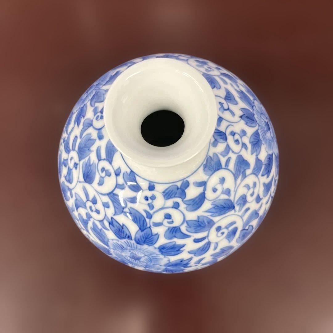 有田焼　高麗庵　清六窯　中村清見作　壺 青白花瓶 小型 木箱付き⑤