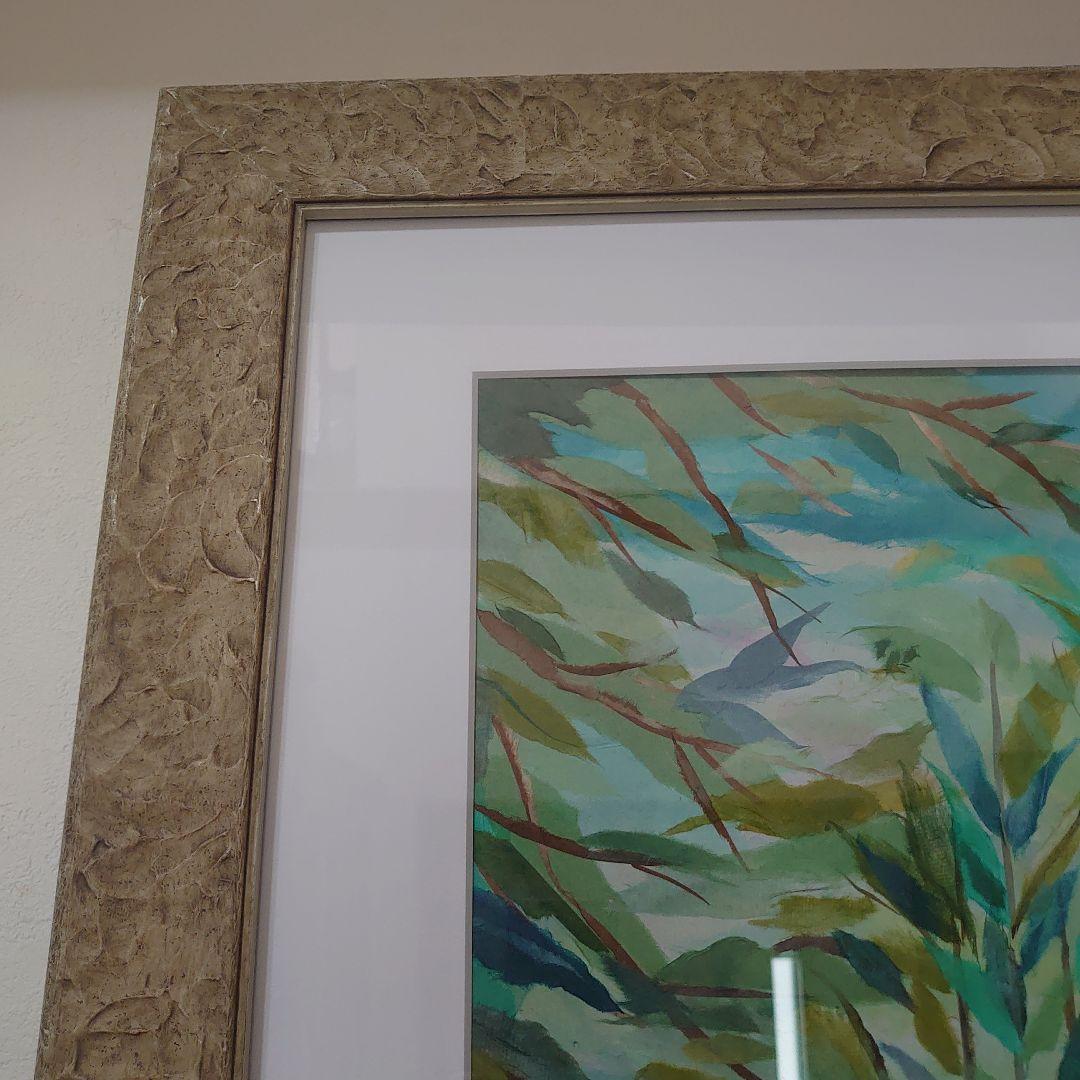 【美品】風景画　千切り絵作家　署名入り　高級額縁　大型絵画　高級和紙　30号