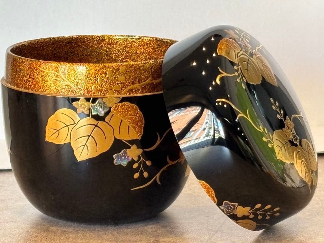 茶道具 桐蒔絵 黒大棗 内梨地 蒔絵師 渡辺松悦 棗 共箱 - メルカリ