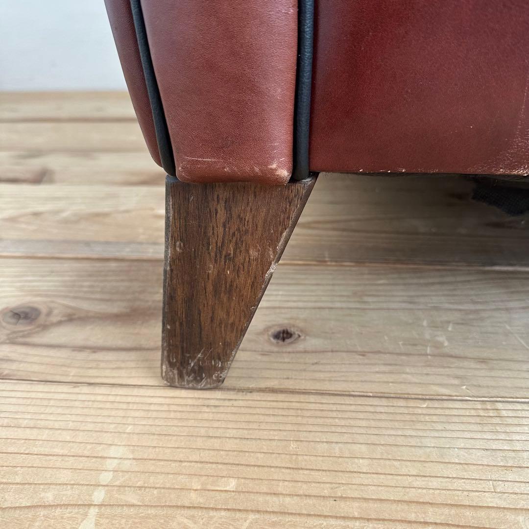 ヴィンテージ ブラウンレザー ウィングバックソファ