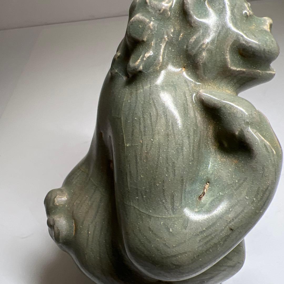 朝鮮美術 高麗青磁水滴 木箱付 高さ約12㎝ 東Y7-0603