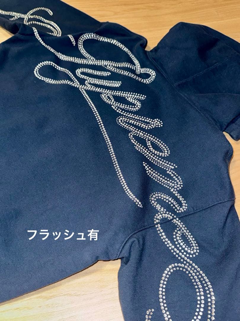 値下げ！！supreme シュプリーム ラインストーン パーカー S ネイビー