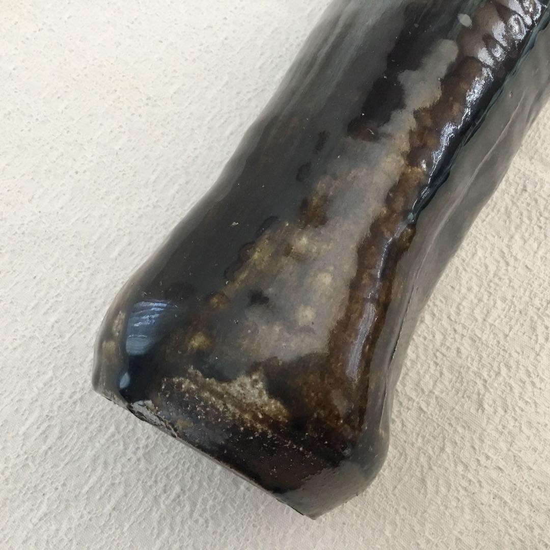 【唐津焼】今岳窯　溝上藻風　耳付き朝鮮唐津花入れ