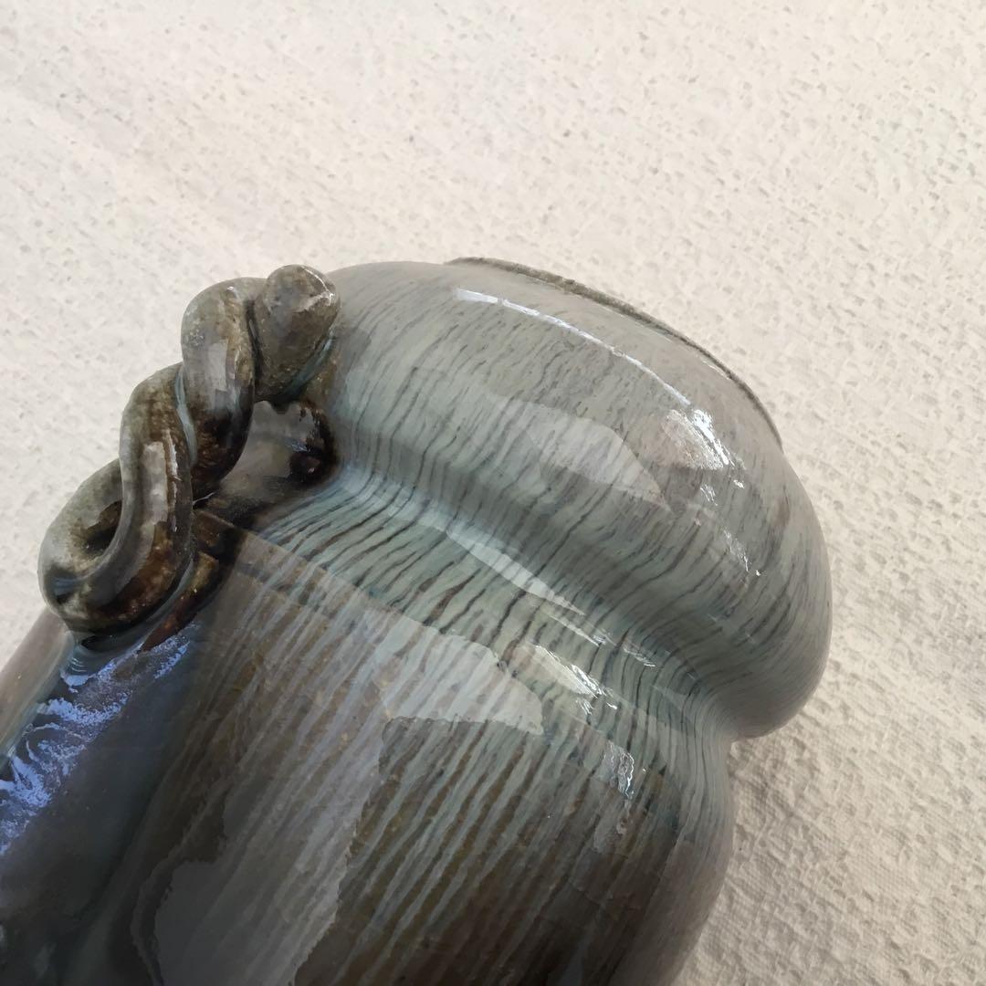 【唐津焼】今岳窯　溝上藻風　耳付き朝鮮唐津花入れ