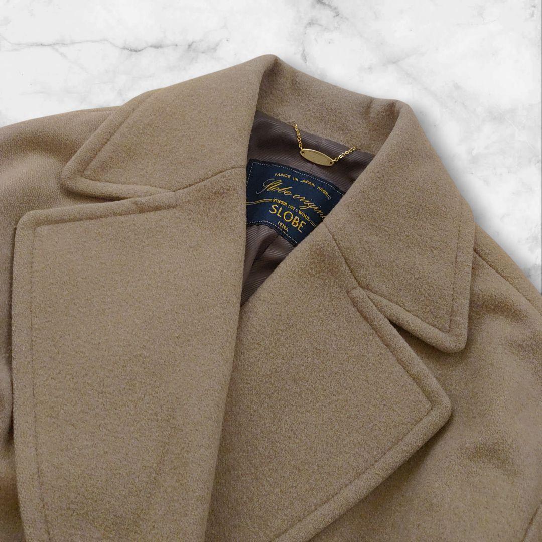 スローブイエナ SUPER100メルトン ビックラペルコート ロングコート
