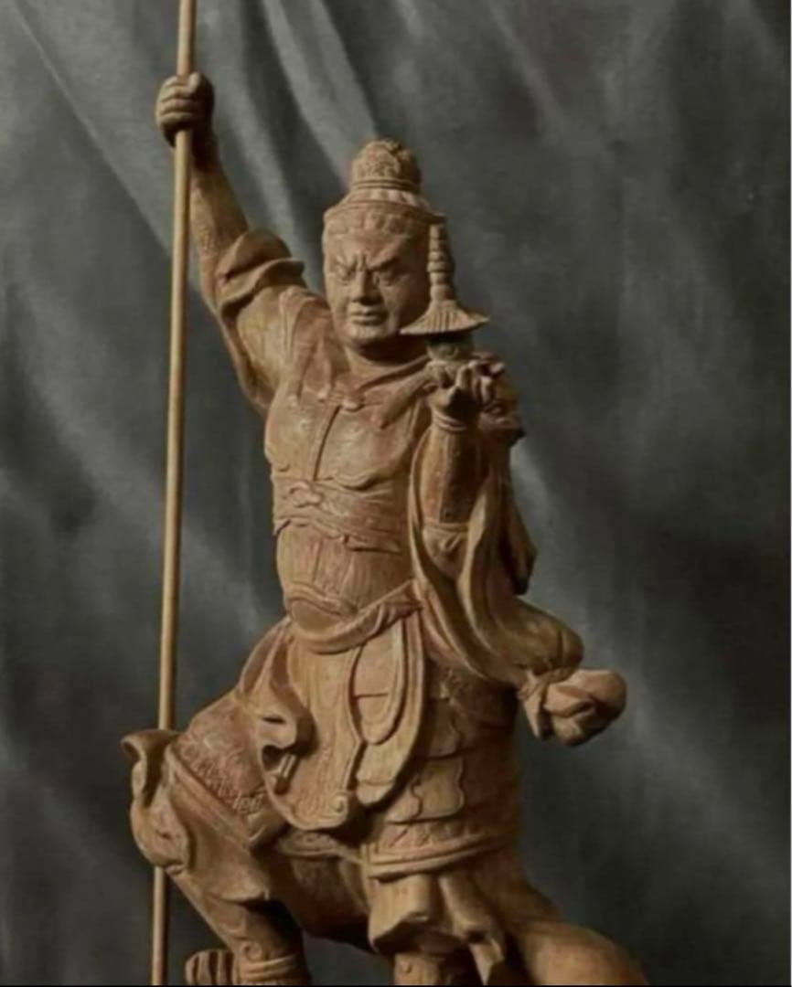 井波彫刻 総檜材 仏教工芸品 木彫仏像 仏師手仕上げ品 地獄の主 閻魔大