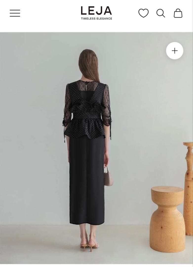 【完売商品】LEJA ドットストーンペプラムチュールワンピースドレス