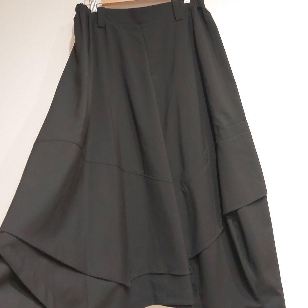 タグ付【MOYURU 萌】モユル 変形パンツ アシンメトリー ウエストゴム 黒