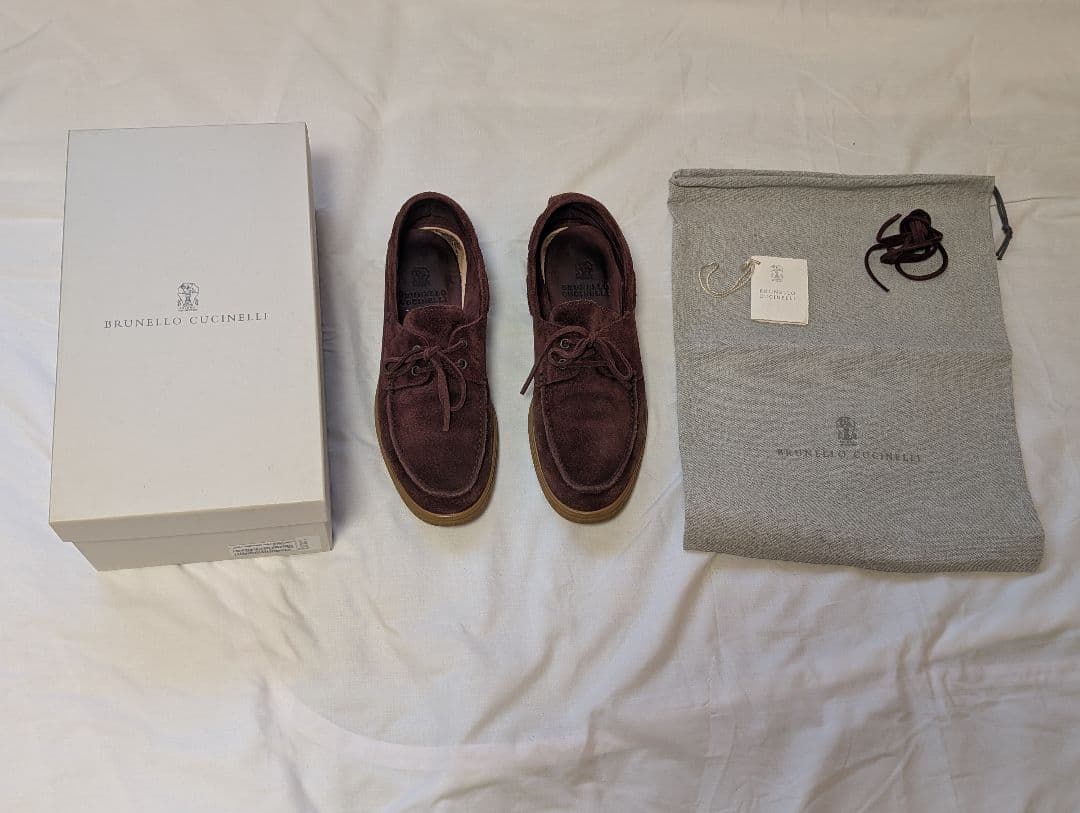 ブルネロクチネリ スエード シューズ バーガンディ 42.5 付属品あり