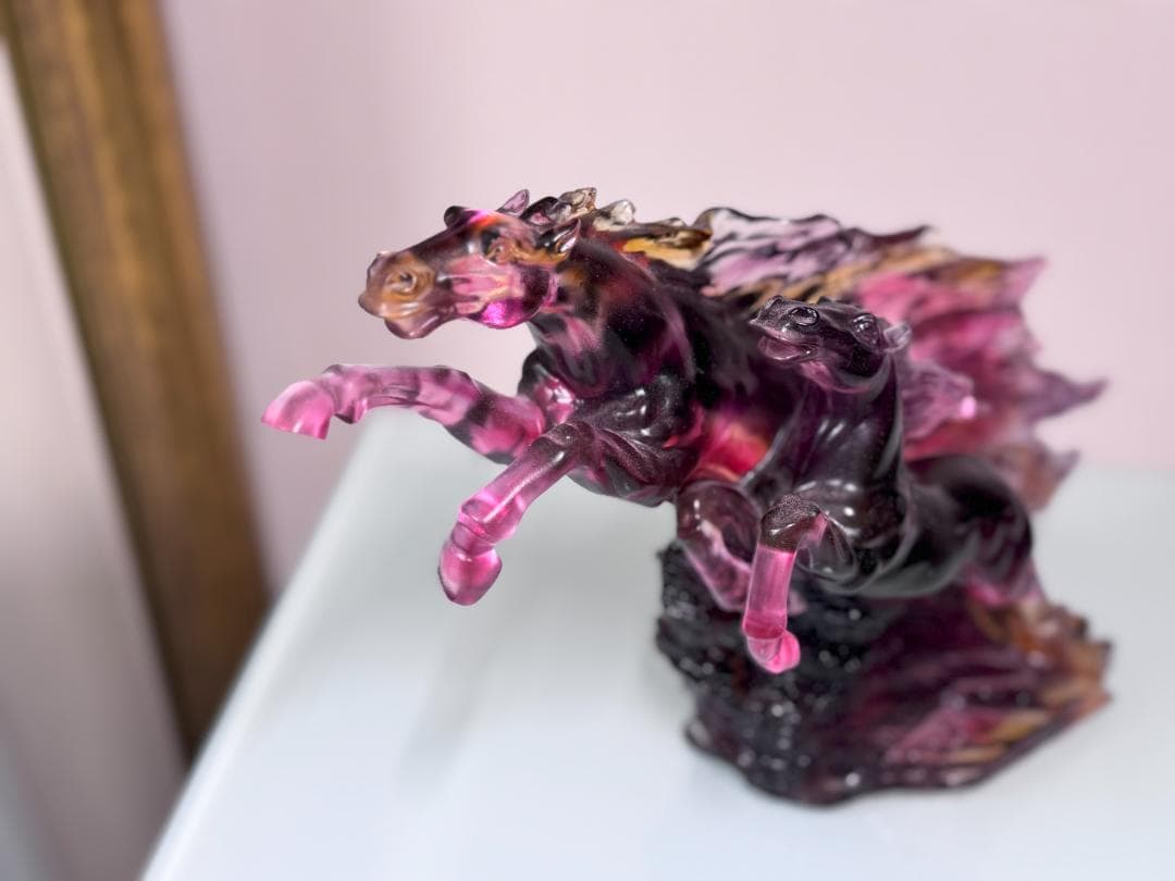 琉璃工房 LIULI 馬 赤 置き物 ガラス