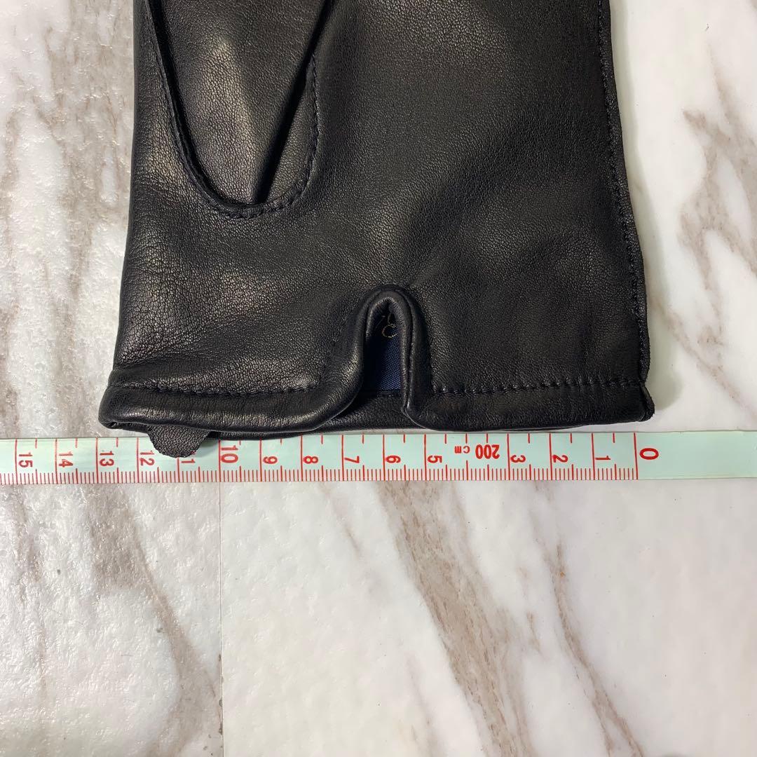 Brooks Brothers \"346\" レザーグローブ カシミア ブラック