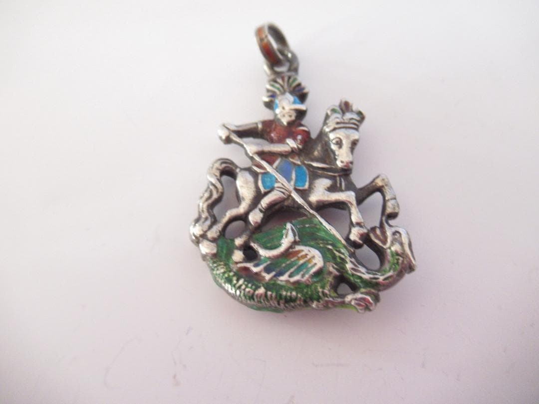 エナメルとシルバーのペンダントヘッド 1850年頃 アンティーク シルバー エナメル パール ロケット ペンダントヘッド