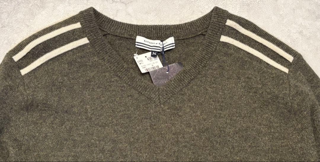 新品未使用 ボーダーズアットバルコニー カシミヤVネックニット 長袖 セーター